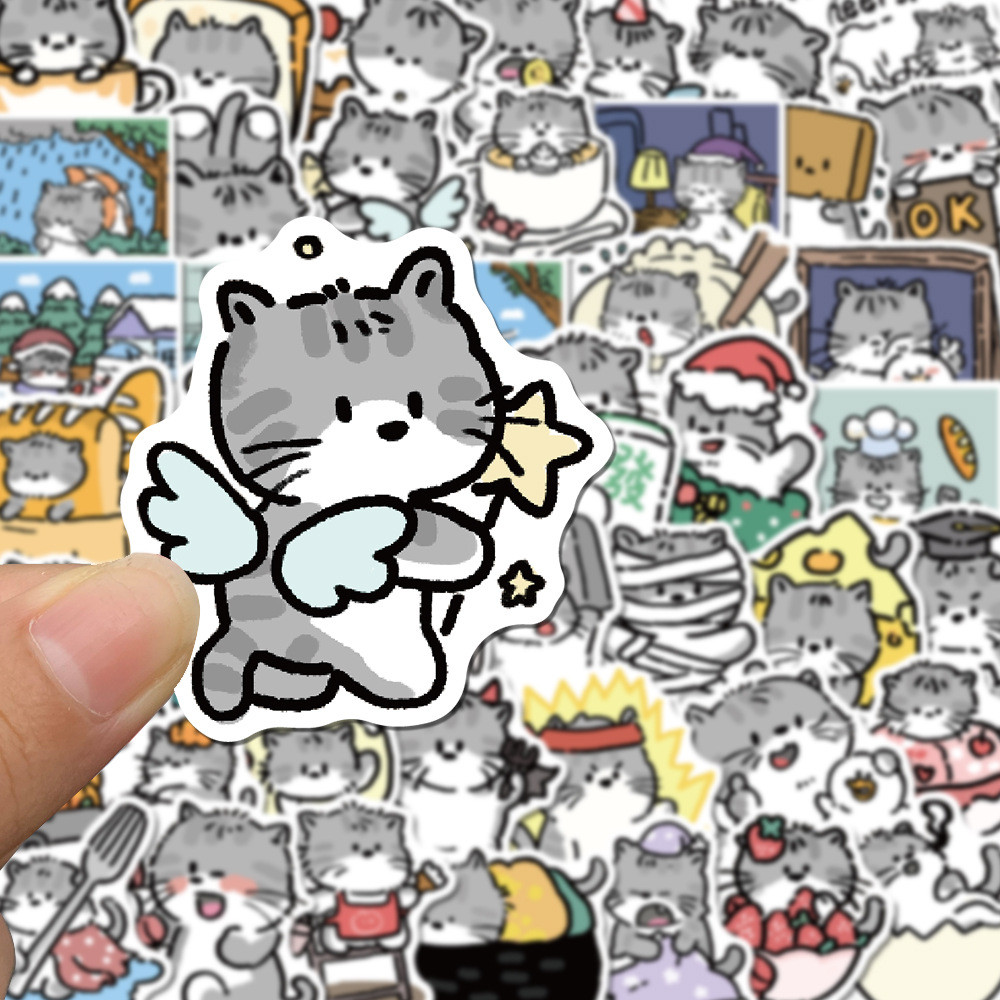 

10/60Pcs Funny Angel Christmas Kawaii Cat Cartoon Aesthetic Sticker Cute Animal Decals DIY Car Laptop Stationary Kitten Sticker