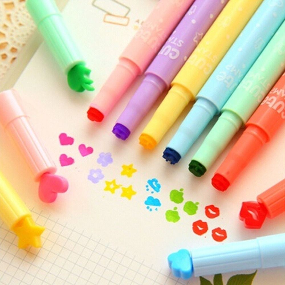 

Cute Candy Color Highlighters Pen Creative Marker Stamp Fluorescent Pens School Supplies Office Stationery
