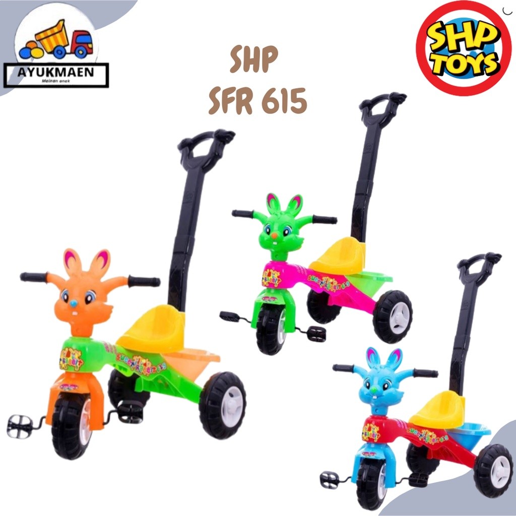 TERLARIS MAINAN ANAK MUSIK SEPEDA RODA 3 TRICYCLE SHP SFR 615 - Merah, PLASTIK