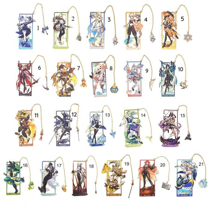 

bookmark besi pembatas buku warna emas genshin impact