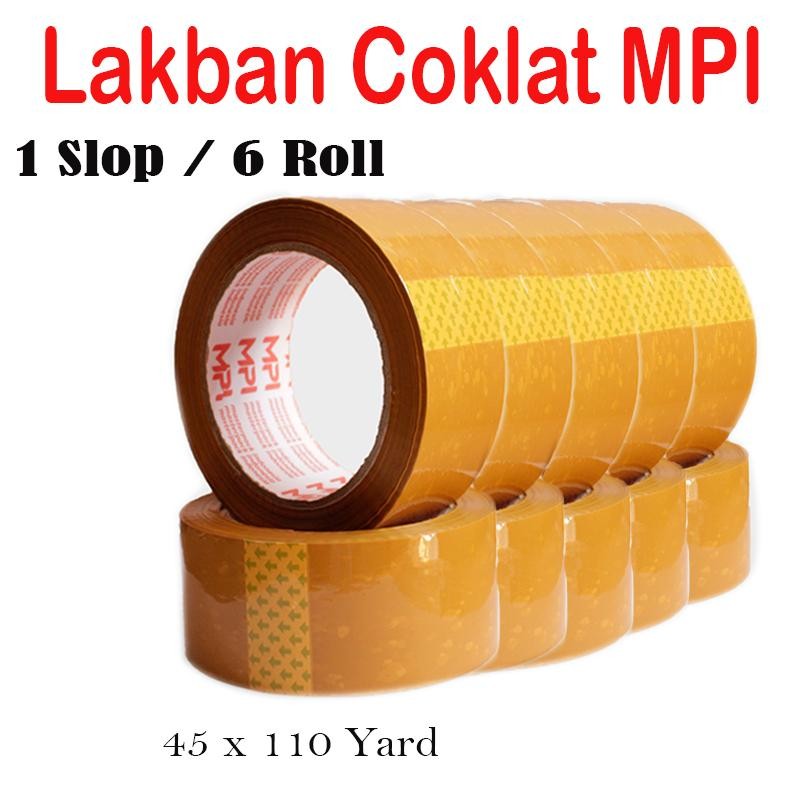 

[ 6 PCS ] Lakban Coklat Uk 45 mm x 100 yard / Lakban Packing - MPI