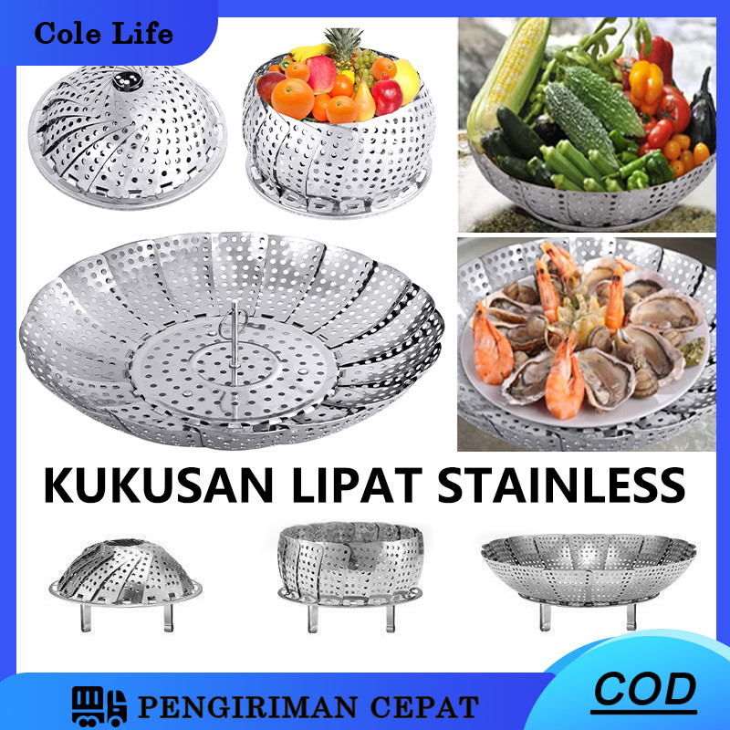 KUKUSAN STAINLESS SARINGAN STEAMER ALAT KUKUS SERBAGUNA / Kukusan Stainless Flexible