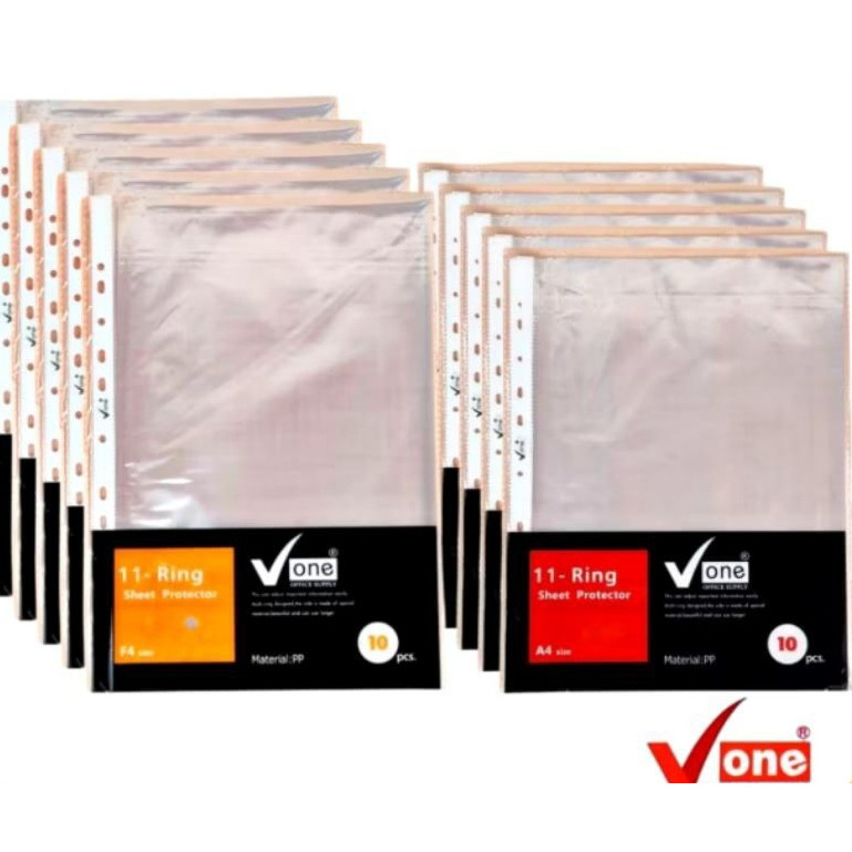 

Pelindung Kertas Bening Sheet Protector A4 F4 Transparan isi 10 Pcs Merek V ONE Premium
