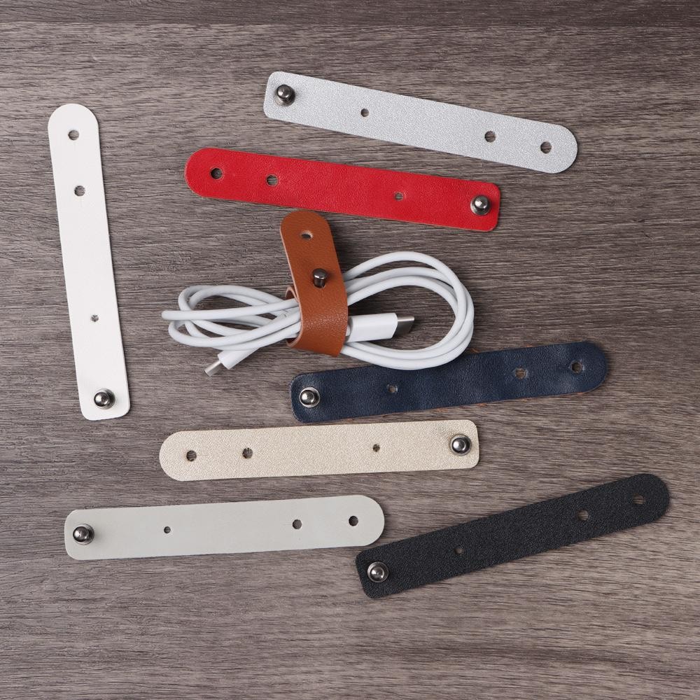 5 Pcs Leather Cable Winder Wire Ties Cord Organizer Cable Strap Tie Wrap Cord Management Holder Keep