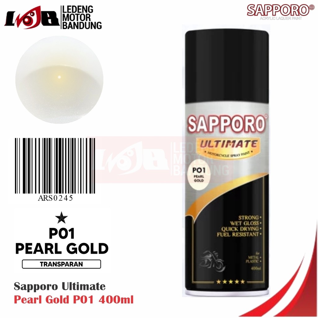 

Sapporo Ultimate Pearl Gold P01 Transparan Cat Semprot Mutiara Pilok Metal Plastik Aerosol Spray