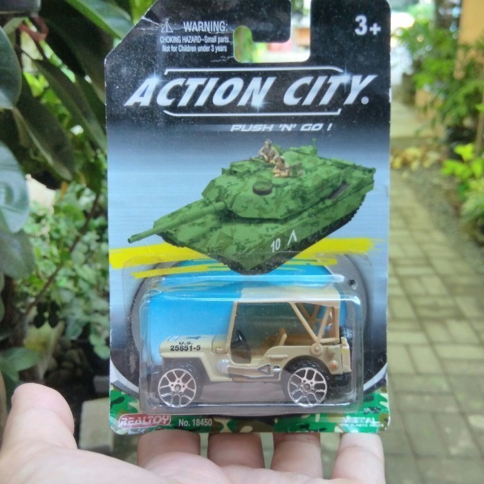 Realtoy Action City Jeep CJ5 Army Military Militer Miniatur Mainan Diecast