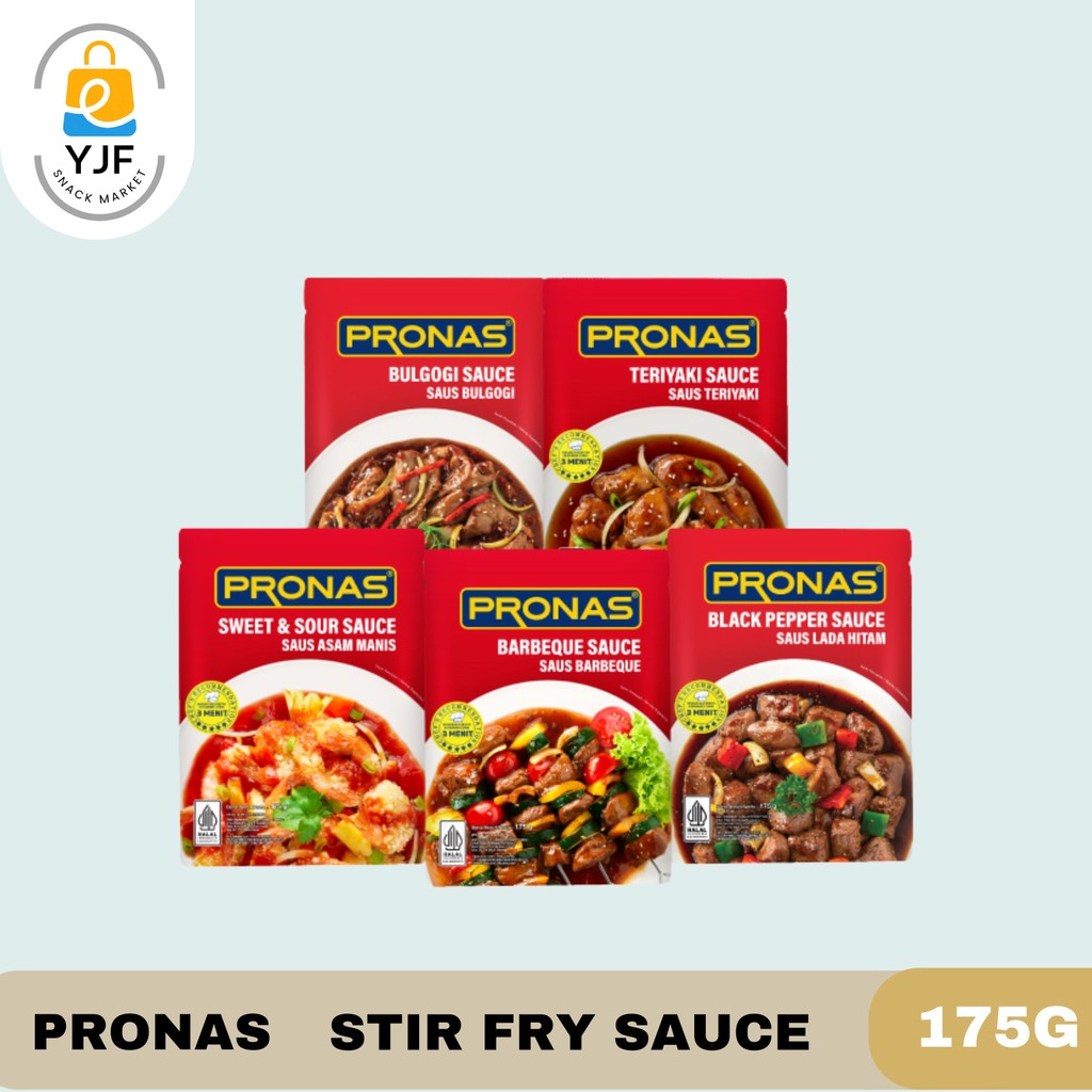 

Pronas Stir Sauce / Saus Barbeque / Black Pepper / Teriyaki / Bolognese Sapi / Bolognese Chicken 175g