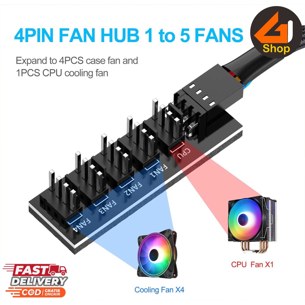 Cooling Fan CPU Splitter Hub PWM 3pin dan 4 Pin to 5X 3 4 Pin Motherboard Cabangan Kipas Komputer