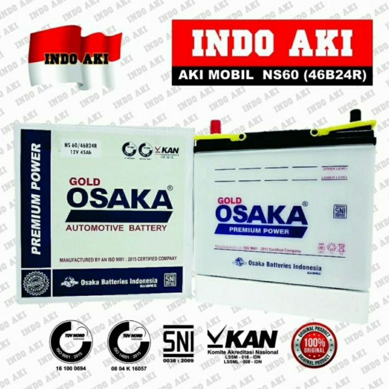 Aki Mobil NS60 46B24R Avanza Rush Grand Max Carry APV L-300 Osaka