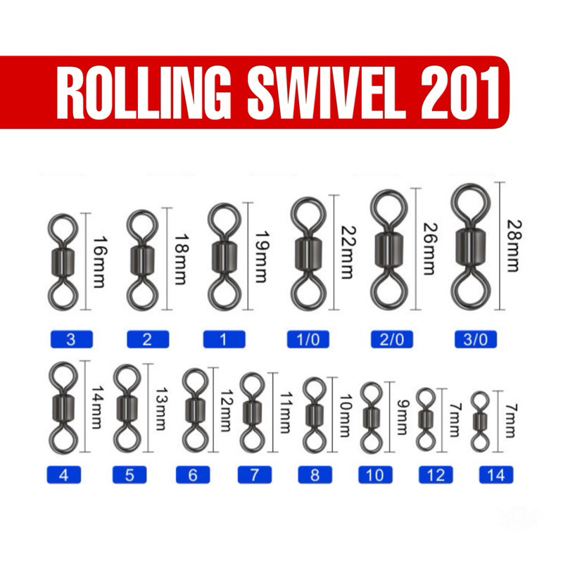 [TERLARIS] Kili Kili Pancing Rolling Swivel 201 1000pcs