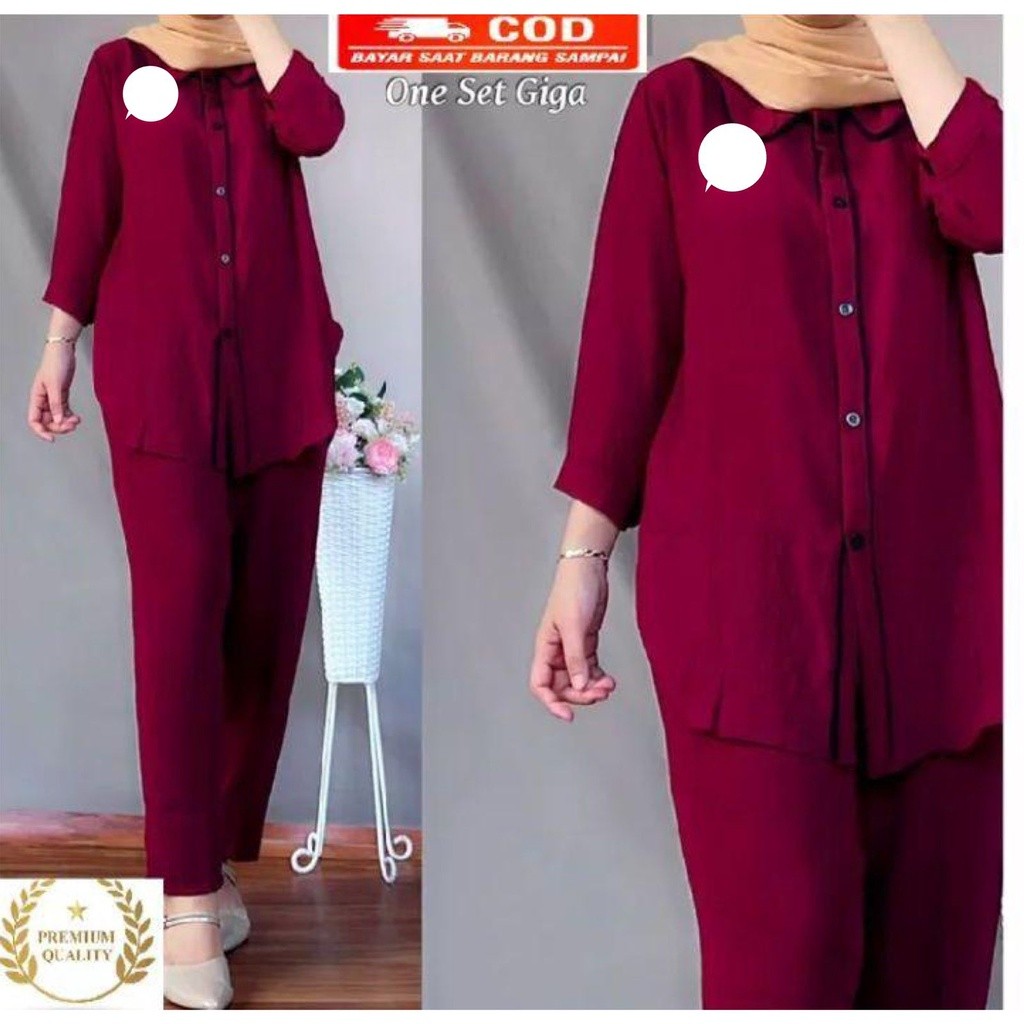 randamuda643officialONE SET GIGA / One set wanita /  Setelan GIGA / setcel crinkle/ stelan crinkle /