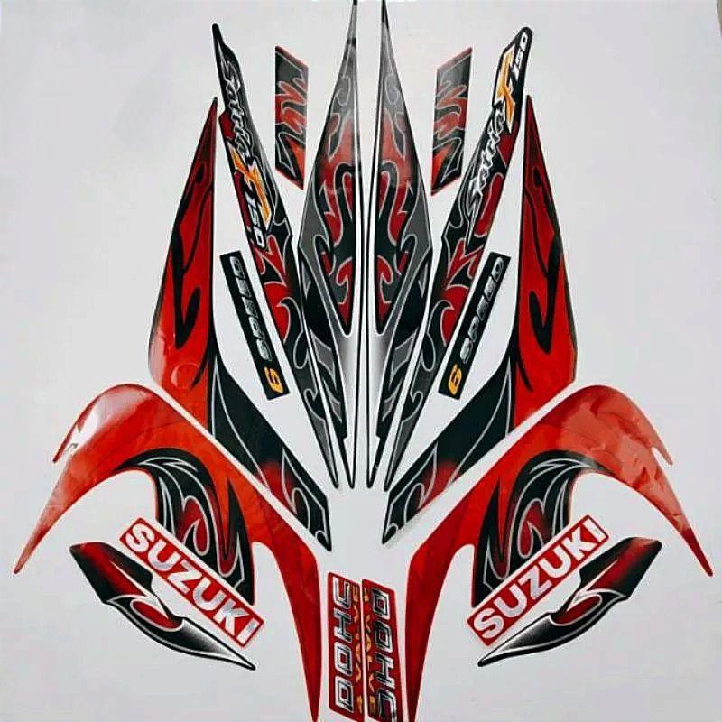 Stiker Striping Motor suzuki Satria fu f 2010 Barong Hitam merah Full