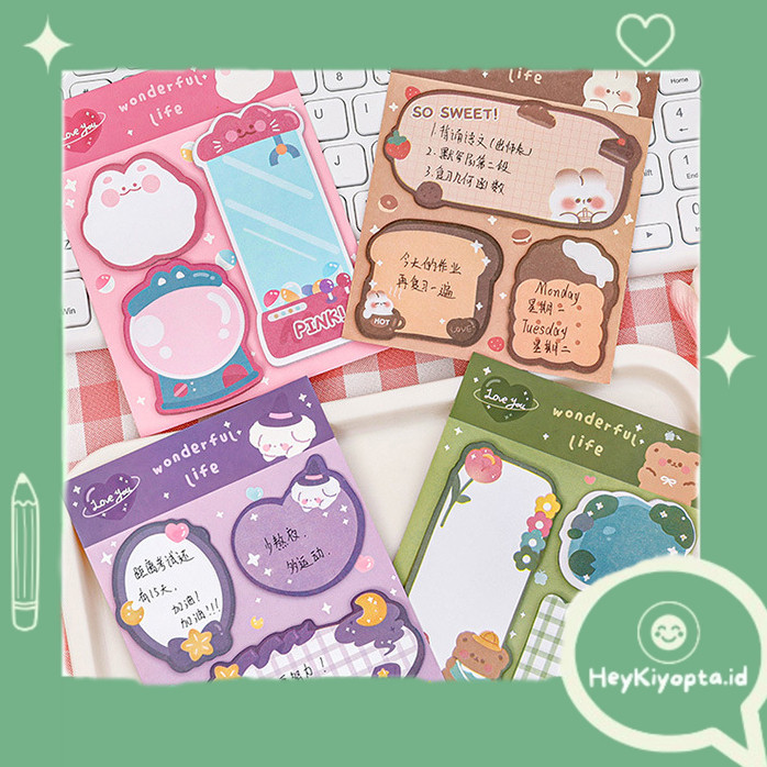 

STICKY NOTES 3 IN 1 / STIKCY NOTE 1SET 3PCS / STICKY NOTES MOTIF IMUT / STICKY NOTES KAWAI PGS