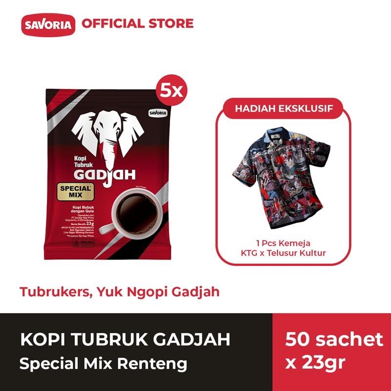 

[Spesial Kolaborasi] Kopi Tubruk Gadjah Special Mix Renteng 50 Sachet x 23g + Kemeja KTG x Telusur Kultur