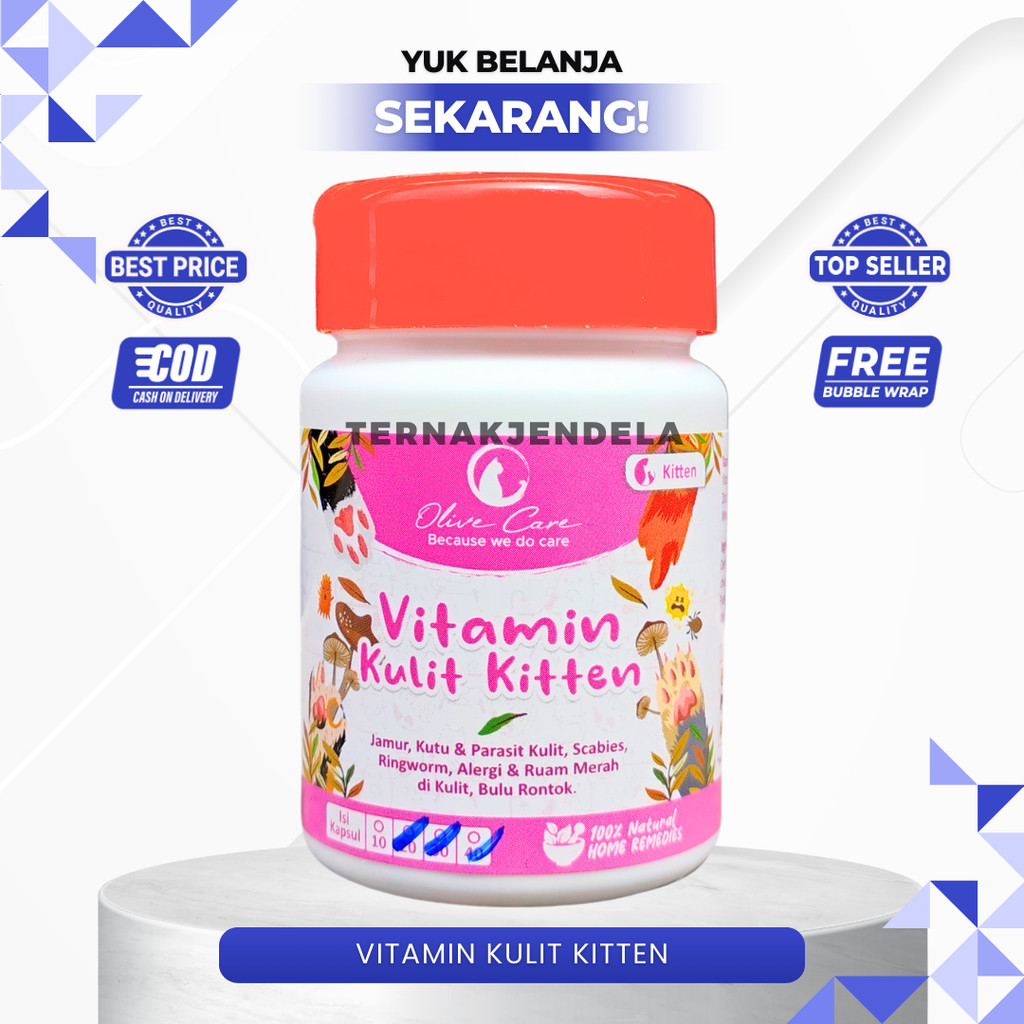 VITAMIN KULIT KITTEN ISI 10 KAPSUL OLIVE CARE – Untuk Kitten, Kucing