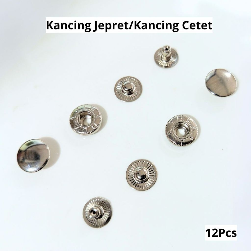 Kancing Cetet Besi/Kancing Jepret/Kancing Jaket Set/Button Snap Uk 15mm, Harga/12Pcs