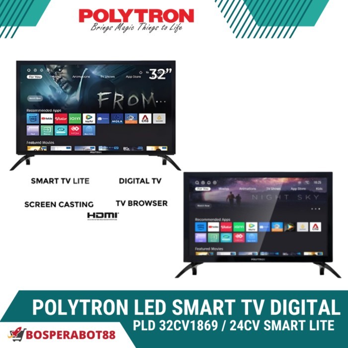 Polytron LED Smart TV 32Inch PLD 32CV1869 Digital Youtube Mola / Smart TV 24 Inch PLD Digital Youtub
