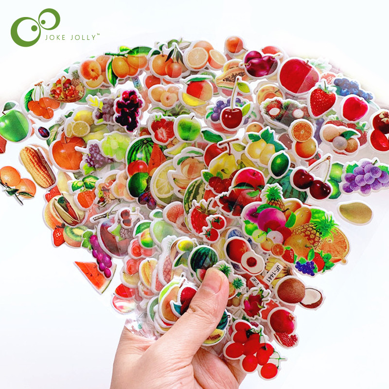 

6 Sheets Kids Stickers 3D Puffy Bulk Stickers for Girl Boy Birthday Gift Scrapbooking Fruit Vegetable Cartoon Stickers Toys GYH