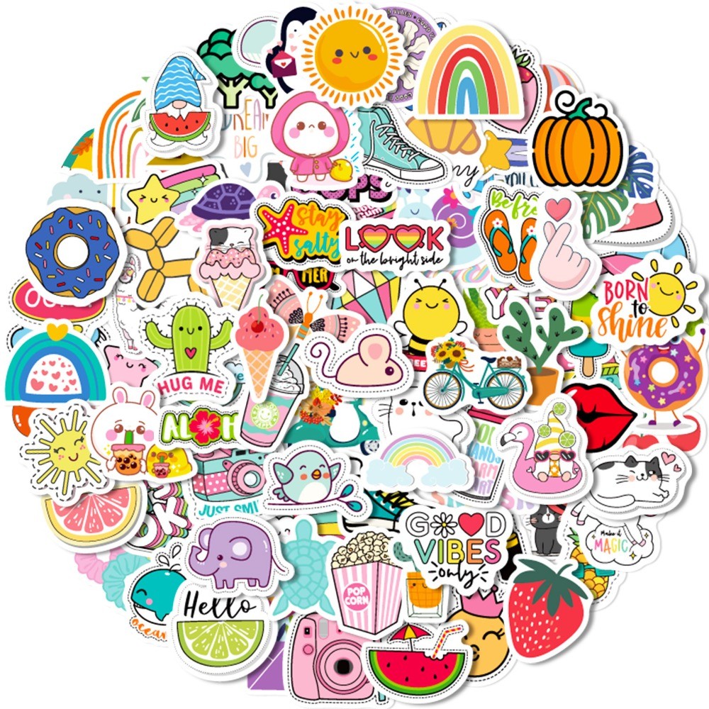

100pcs Kawaii Cute Sticker Vsco Live Aesthetics for Kid Colorful Sticker DIY Laptops Water Bottles Phones Decorative Stickers