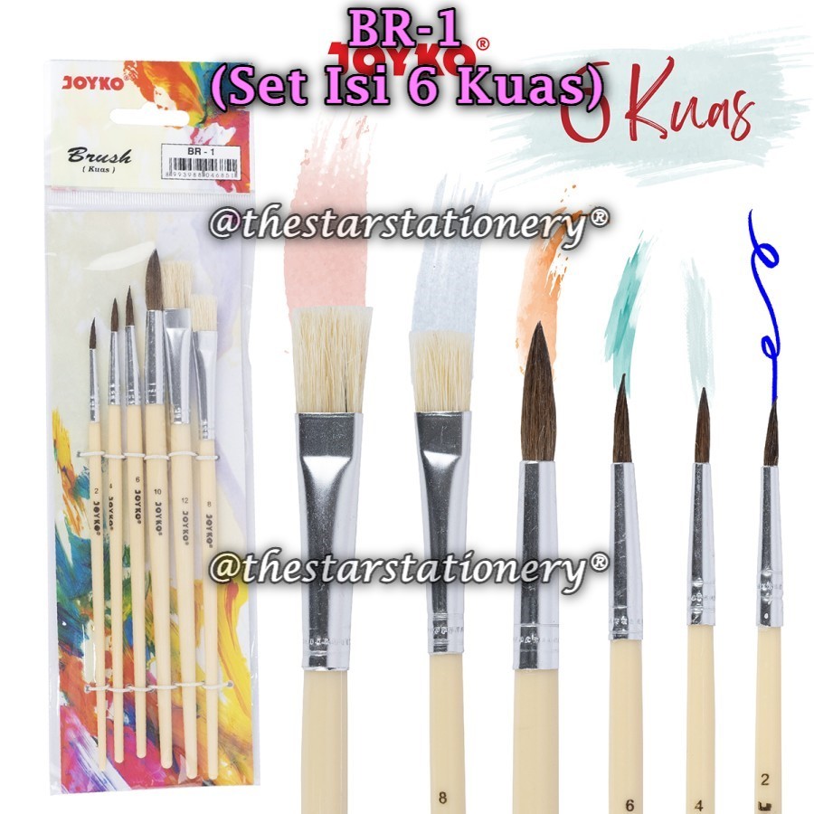 

(1 Set/6 Kuas) GROSIR Kuas Cat Air JOYKO BR-1 / Brush / Kuas Cat Air / Lukis / Acrylic Joyko BR-1