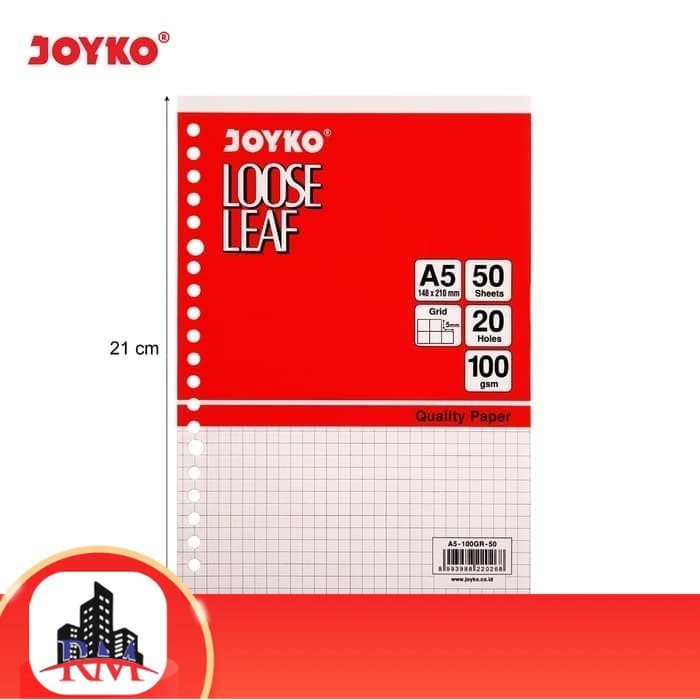 

Loose Leaf Isi Kertas File Binder Joyko A5 50 Lembar Grid