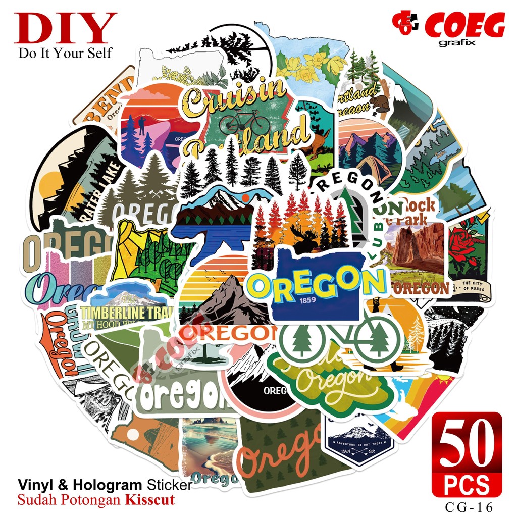 

Sticker Pack Oregon-Sticker CG-16 – Isi 50 Pcs, Vinyl & Hologram, Sudah Dipotong Rapi, DIY Kreatif