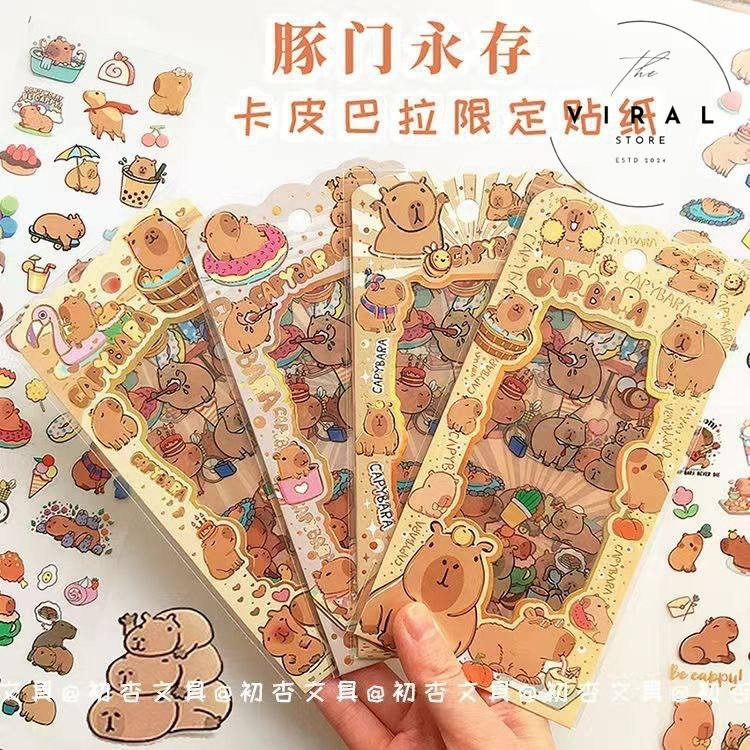 

THE VIRAL STORE Set Stiker Capybara Kapibara Premium Sticker Pack Aesthetic Tahan Air Cokelat Hewan Lucu Unik Imut