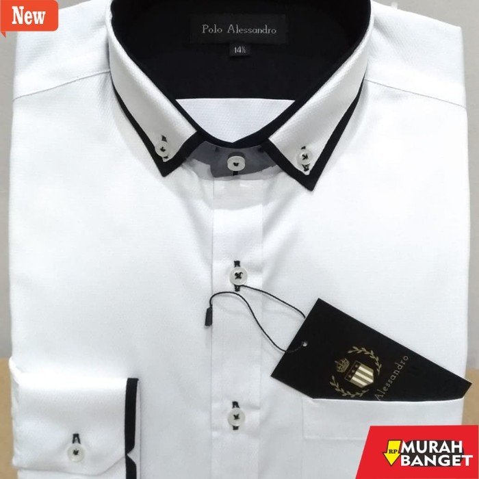 Kemeja formal pria Kemeja Putih Pria Doby Polo Alessandro Slimfit Panjang
