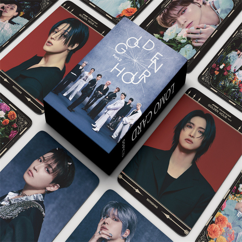 

55Pcs/Set ATEEZ Idol Boy New Album GOLDEN HOUR : Part.2 HD Printd Photocards Seonghwa Hongjoong Yunho Jongho Lomo Card Fans Gift