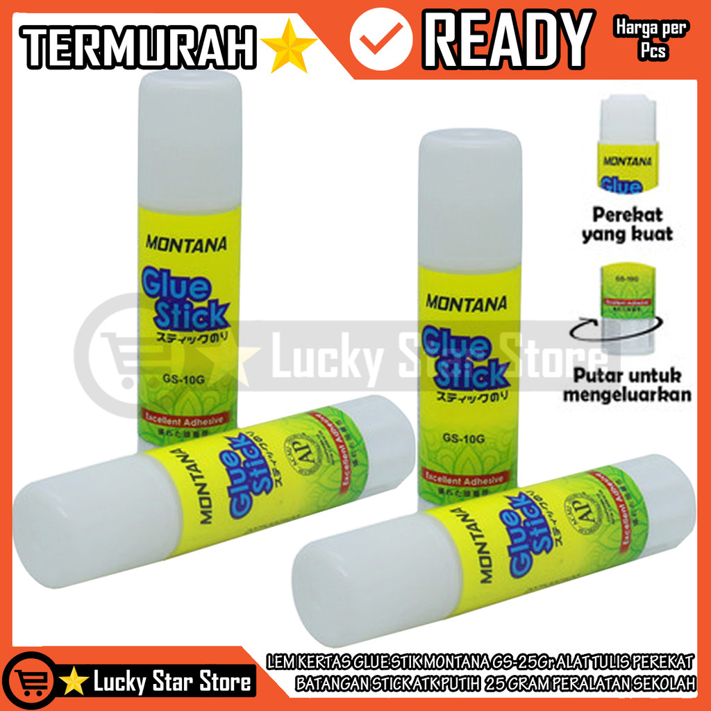 

Lem Kertas glue Stik Montana Gs-25g Alat Tulis Perekat Batangan Stick ATK Putih 25gr 25 gram Peralatan Sekolah Kuning Serbaguna Hpl Vinyl Perekat Daya Rekat Kuat Elem Pengelem Kertas Bermutu Tinggi Kualitas Terbaik