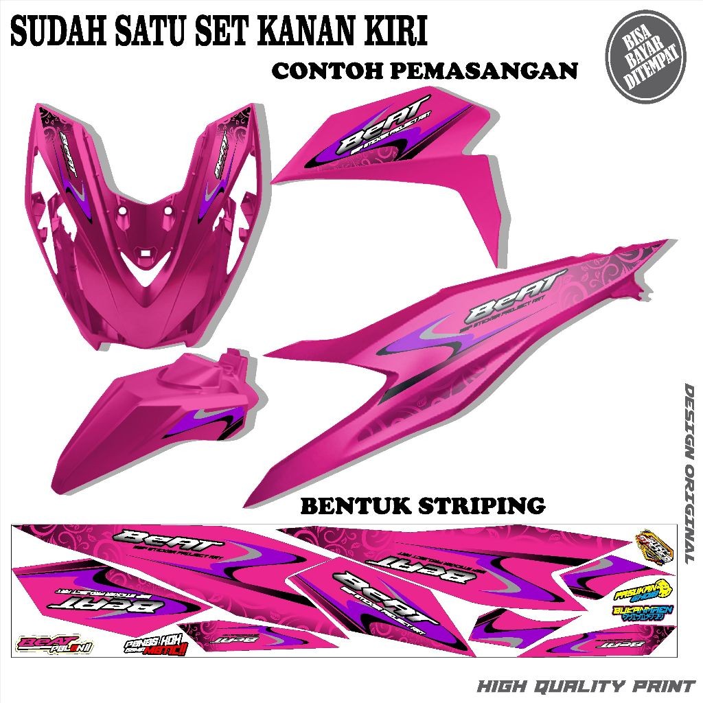 STRIPING VARIASI STICKER BEAT DELUXE/STREET MOTIF SIMPLE UNGU TERBARU
