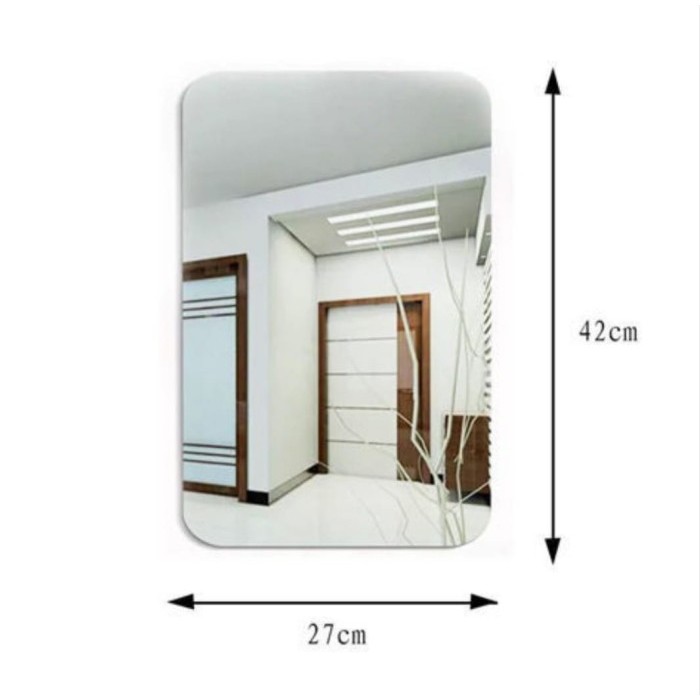 cod Stiker Cermin Tempel Wallpaper Kaca Dinding Kamar Mandi - Persegi Panjang, Cermin