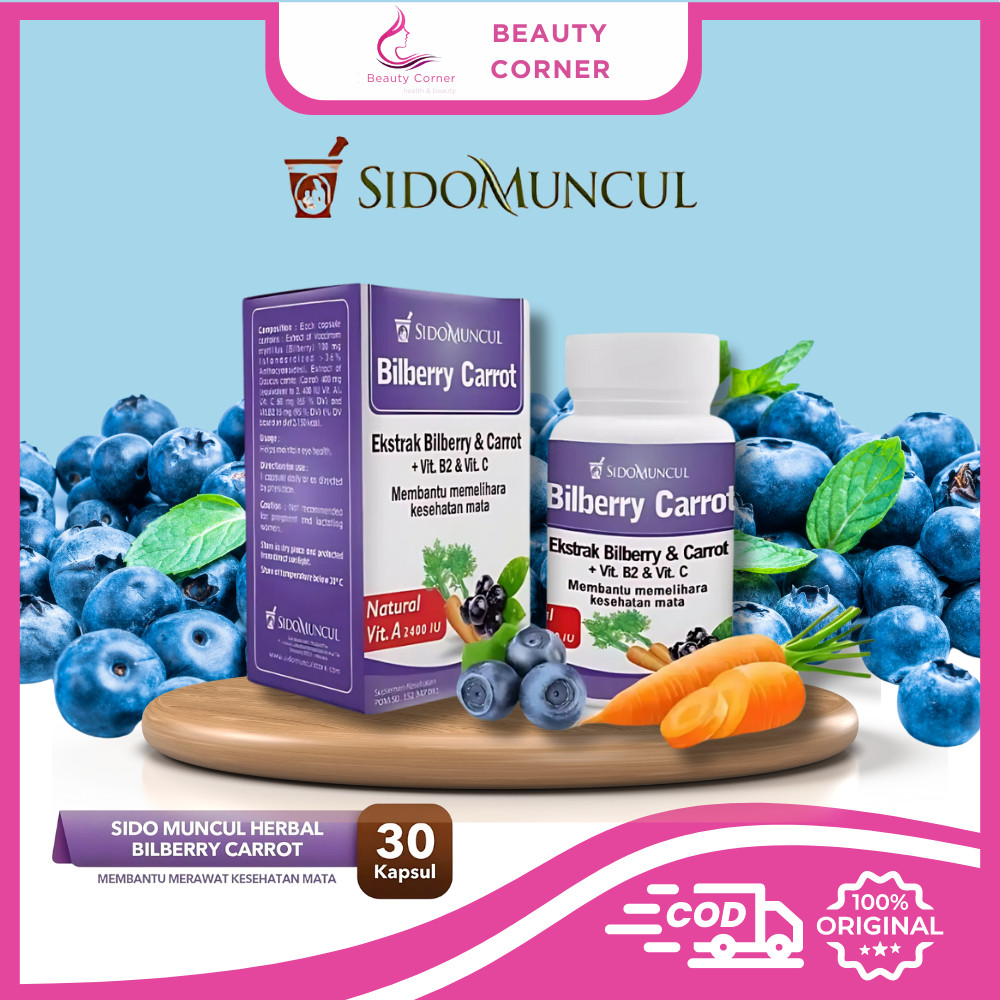 SIDOMUNCUL Bilberry Carrot / Suplement Untuk Membantu Memelihara Kesehatan Mata (30 Kapsul)