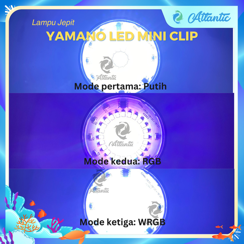 YAMANO LED JEPIT 3 MODE 5 WATT Lampu Jepit Aquarium Bisa Ganti Warna