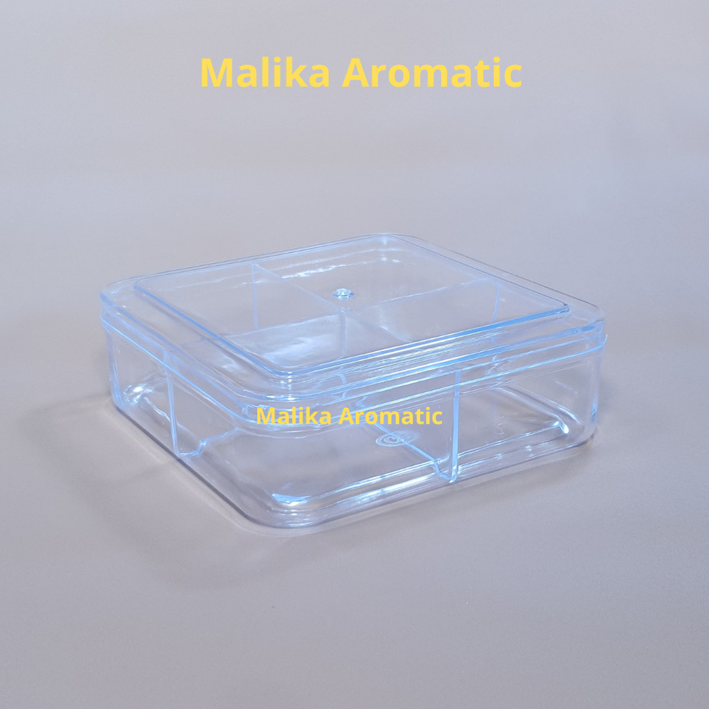 Toples Kue 500 Gr Sekat 4 Kotak / Toples Kue / Toples Acrilic / Toples Kue Kering / Toples Kue Lebar