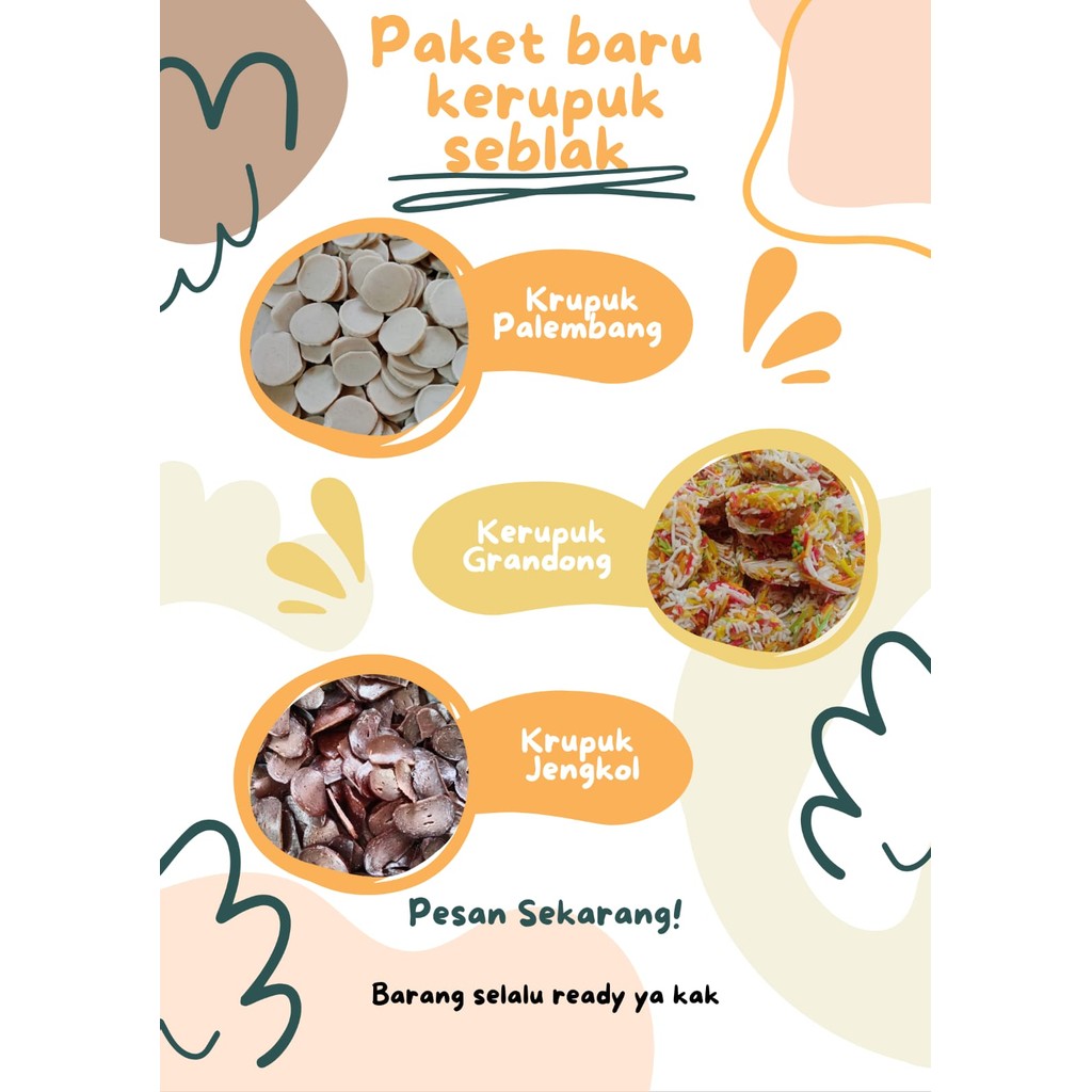 

PAKET HEMAT TERBARU/KERUPUK GRANDONG/KERUPUK PALEMBANG/KERUPUK JENGKOL MASING MASING ISI 1KG KERUPUK ENAKK GURIH LEZAT