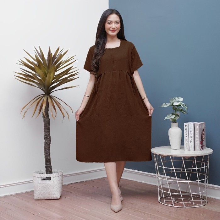 Adira Dress Daster Crinkle Airflow Premium Kekinian - Tembaga