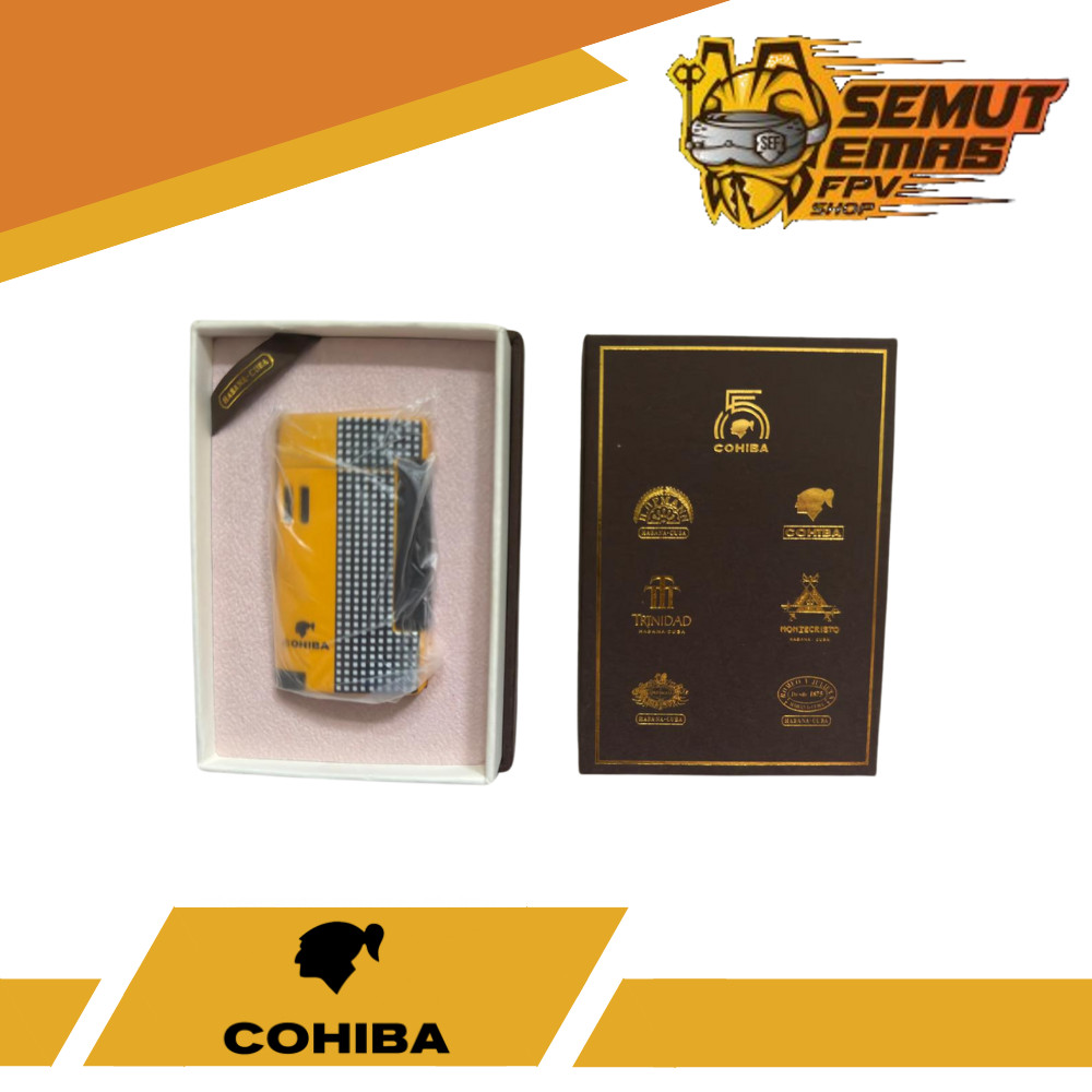 Cohiba Cigar Lighter Korek Cerutu Two Tone Brown Case