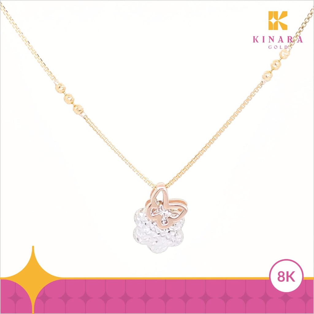 Kalung Emas Liontin Kupu-Kupu Bunga Yellow Gold 8K - Kinara Gold