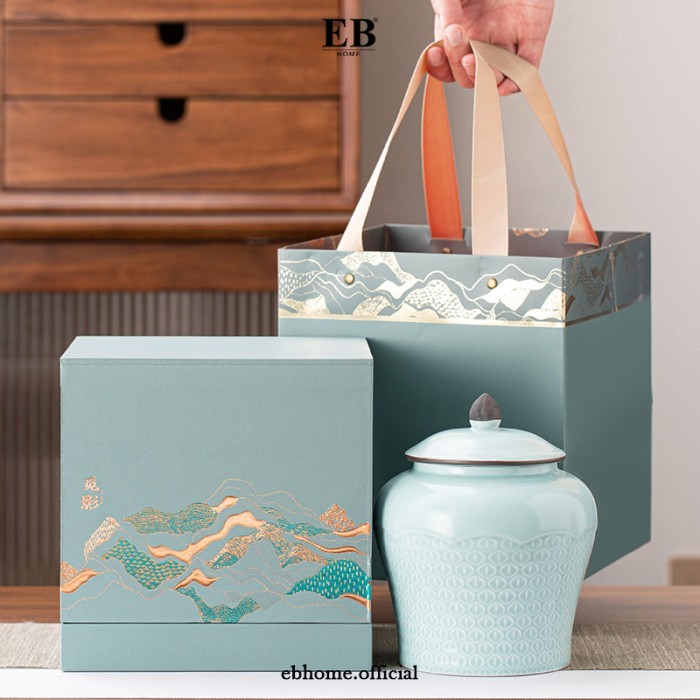 Guci Kecil Tempat Daun Teh Bumbu Rempah Bahan Keramik Gift Hampers Box