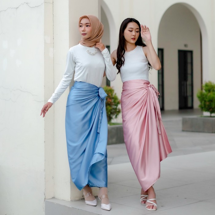 Rhei Collection - Ziva Wrap Skirt Rok Lilit Satin Big Size Hijab - Sage