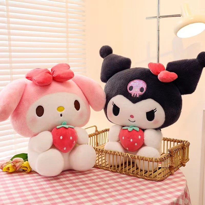 

26Cm Plushies Sanrio Kuromi My Melody Plush Dolls Toys Cute Strawberry Stuffed Animals Plush Toy Pillow Bedroom Decoration Gift