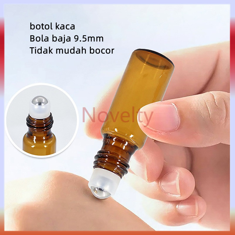 Botol rol coklat silinder, botol parfum kaca, botol minyak esensial, botol sampel kecil agar mudah d