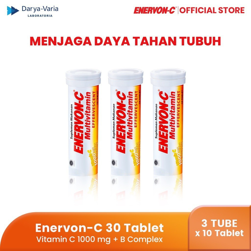 Enervon-C Effervescent Vitamin C dan B Complex Isi 30 Tablet (3 Tube x 10 Tablet)