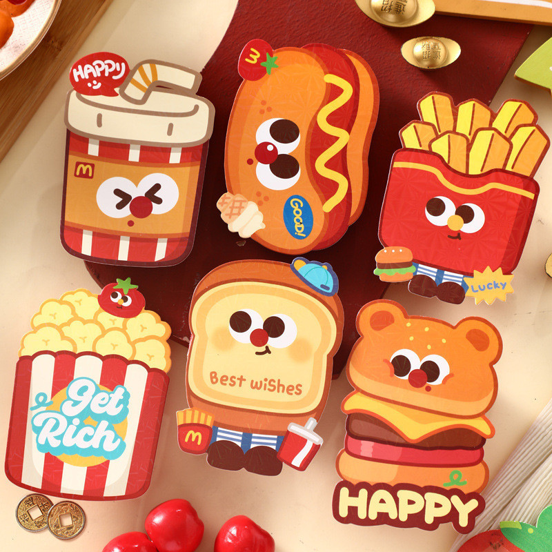 

6 PCS Angpao Imlek Karakter Lucu Imlek 2025 Tahun Ular Ukuran Sedang Medium Hongbao Bahan Tebal