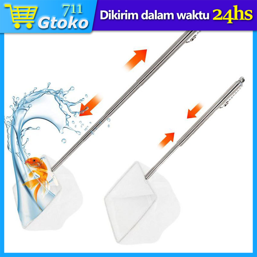 Serokan Ikan Teleskopik Panjang Stainless Shrimp Fish Net Serokan Udang Ikan Kecil Aquarium