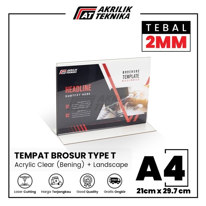 

⭐BISA COD⭐ Tempat Brosur / Tent Holder Akrilik Display Landscape A4 2 Sisi