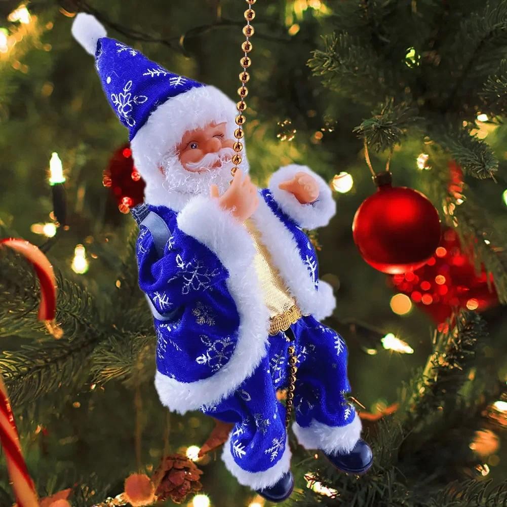 Christmas Climbing Ladder Doll with Music Electric Pendant Santa Claus Toy Santa Claus Climbing Bead