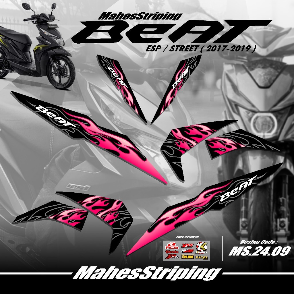 Striping Beat Fi ESP Beat STREET Terbaru  - Sticker Variasi Beat 2017 2018 2019  Stiker Semi Full Bo