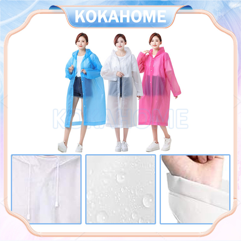 jas hujan eva korea / mantel dewasa pria wanita / mantol ponco terusan plastik tebal transparan jas 
